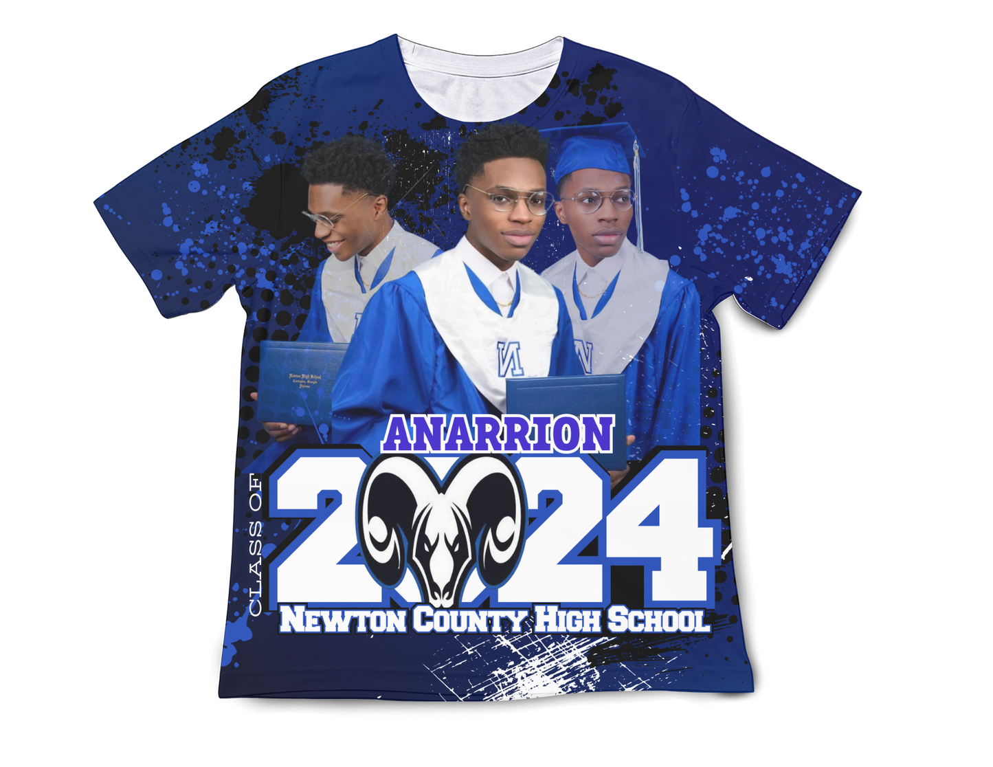 Custom All Over Graduation Shirt – Personalized with Photo & School Name | Get Pressed Customs