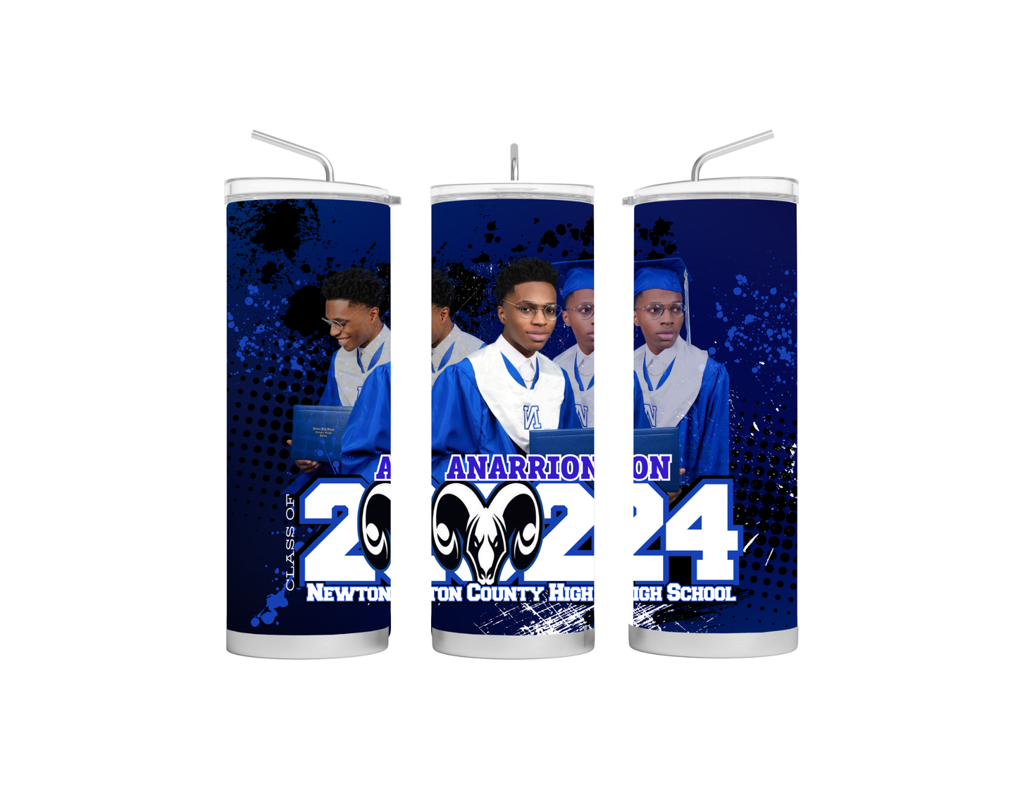 Custom Graduation Tumbler – Personalized 20 oz Stainless Steel Skinny Tumbler