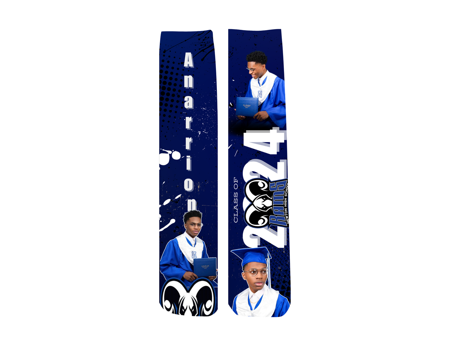 Custom Graduation Socks – Personalized with Photo, Name & School Colors