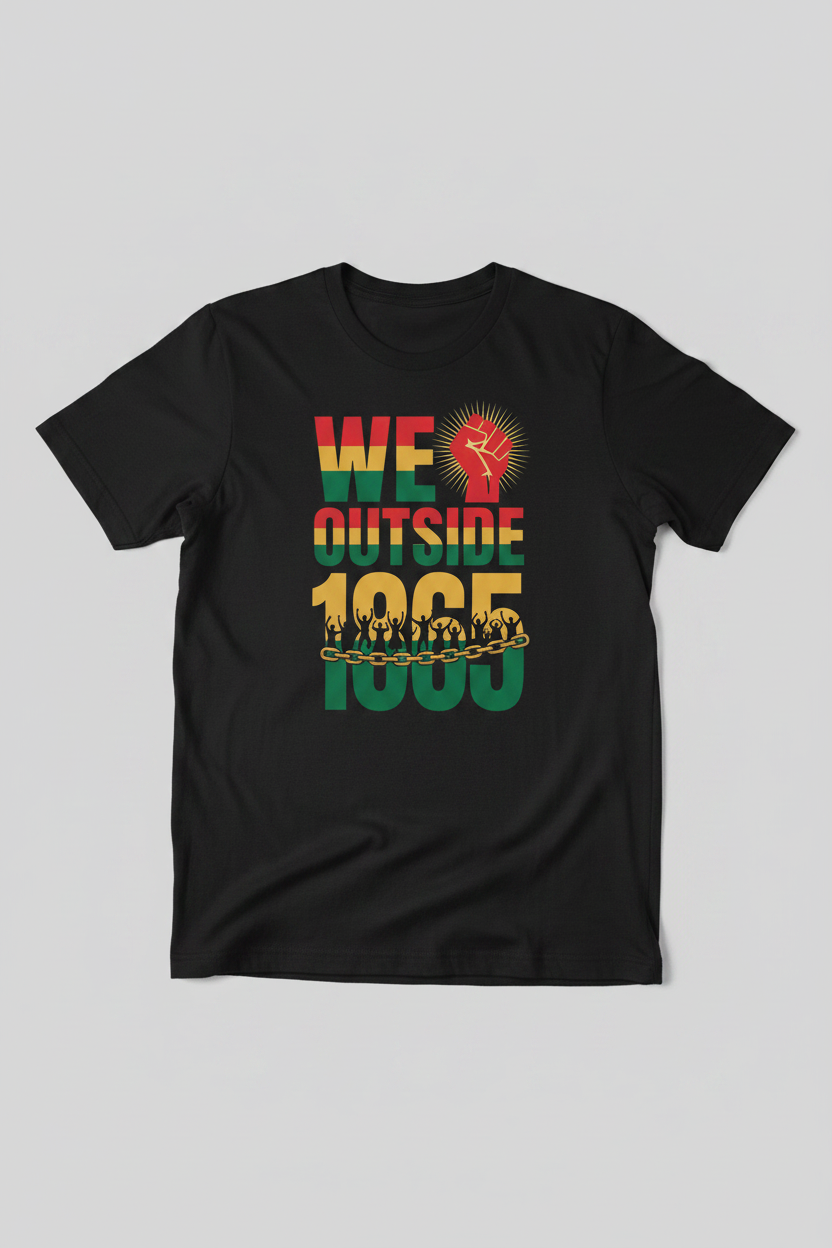 We Outside 1865 — Juneteenth Tee Black Mockup