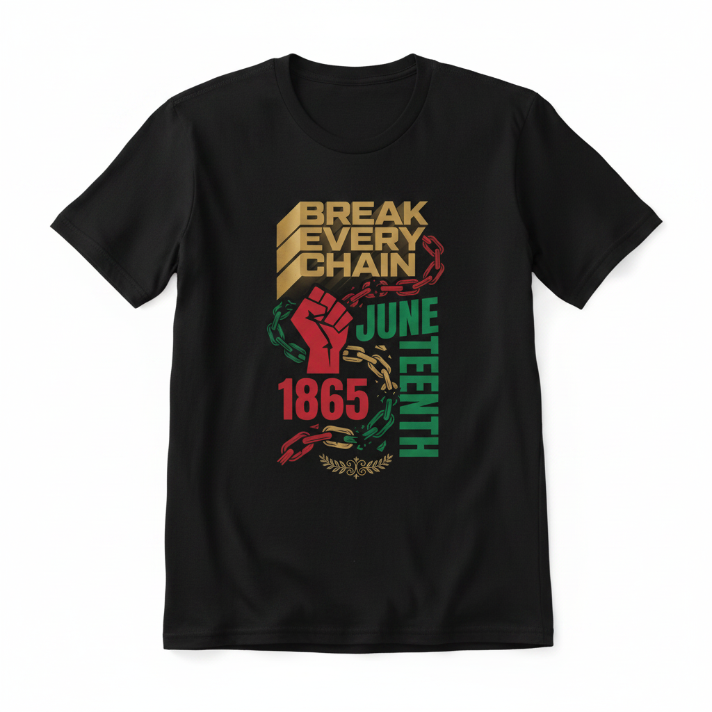 Break Every Chain Black Tee Mockup