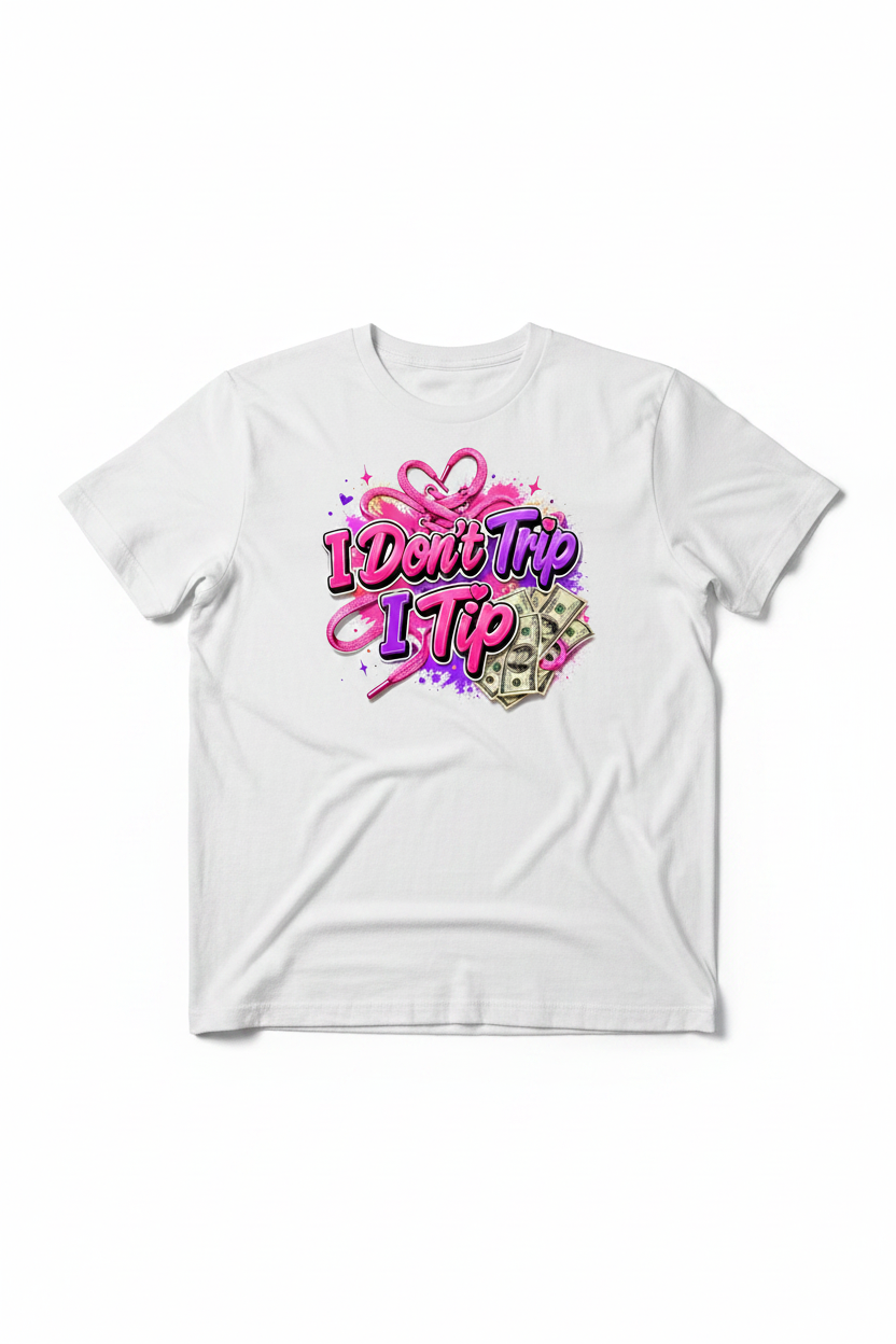 I Don't Trip I Tip - Pink T-Shirt Mockup